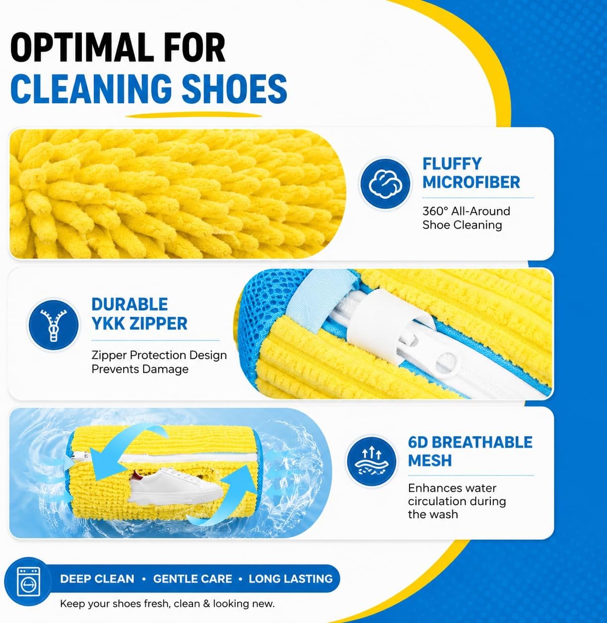 6-in-1 Premium Shoe Washing Machine Bag Kit – Laundry Shoe Bag for Washer & Dryer Safe, Reusable Sneaker Cleaning Bags with Microfiber, Auto-Lock Zipper, Includes Brush, Shoe Trees & Drying Bag