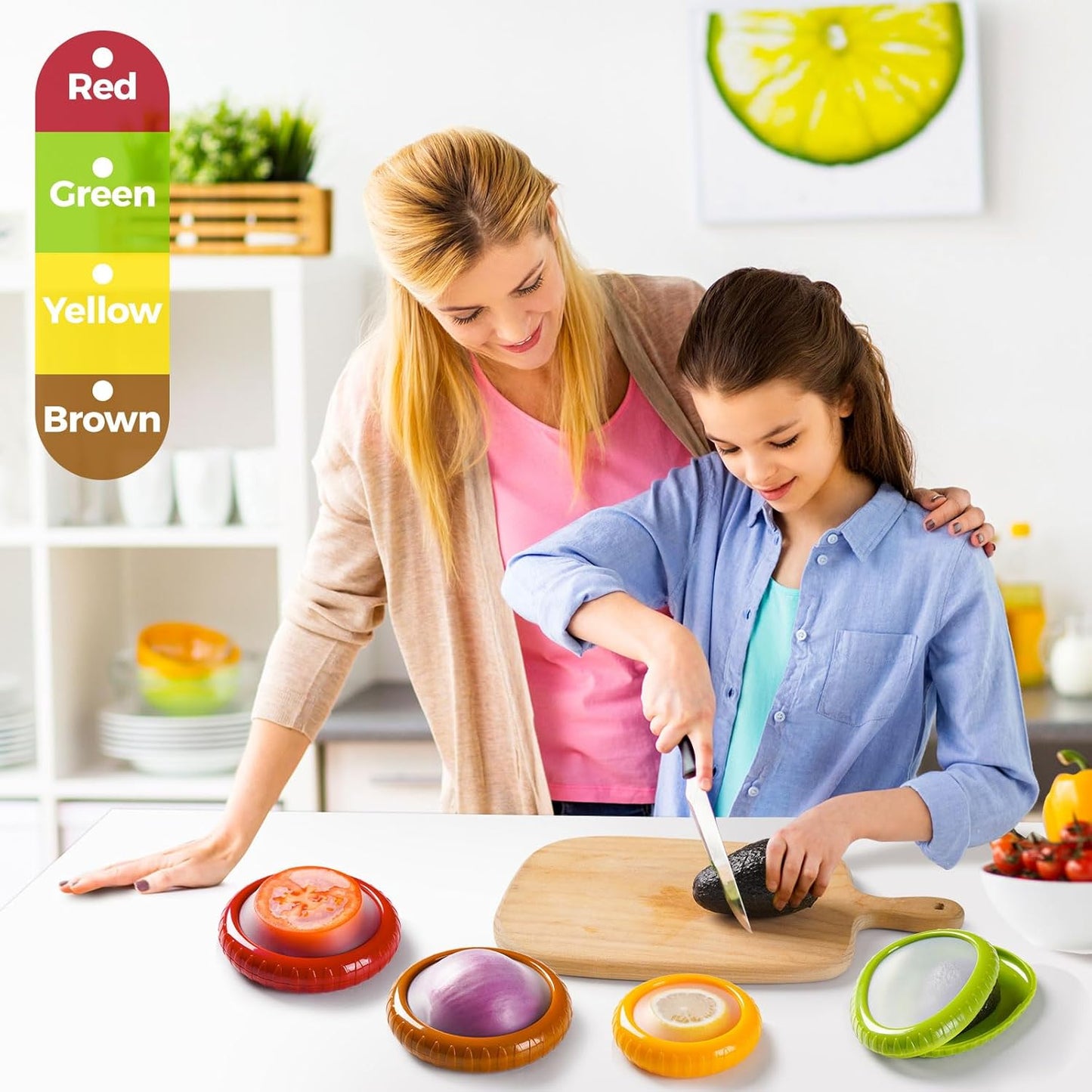 Avocado Saver & Onion Storage Set,4 Pcs Silicone Fruit Vegetable Anti-oxidation Box,Reusable Fridge Fresh Pod Food Storage,Perfect Containers for Lemons, Tomato & Garlic