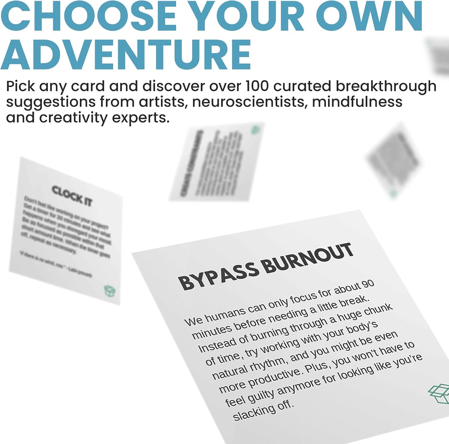 Cards for Writers, Artists, Creators - 100+ Problem Solving Inspiration Thinking Card Suggestions from Neuroscientists, Mindfulness Experts - Prompts to Overcome Mental Blocks