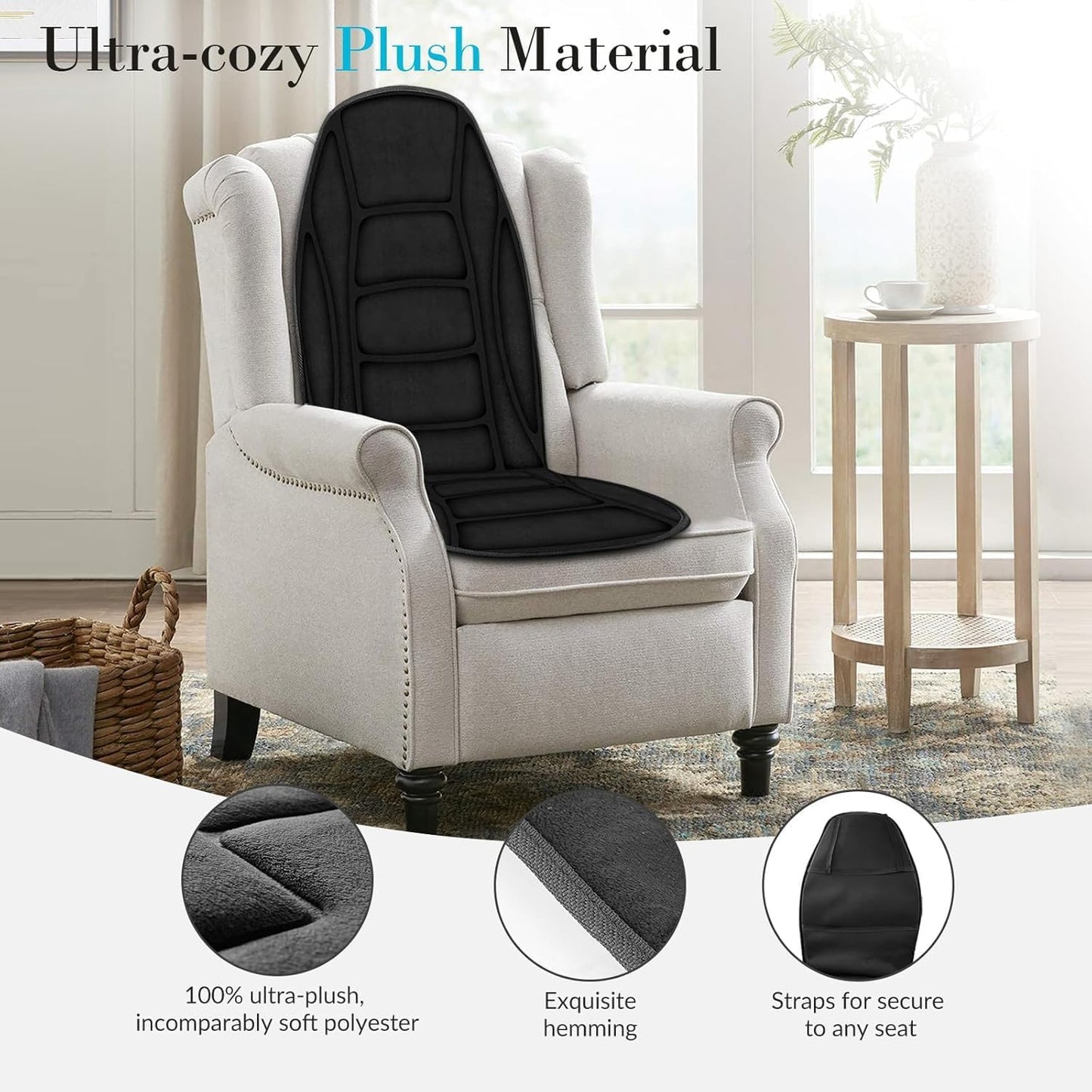 Back Massager with Heat, Massage Chair Pad with 5 Vibrating Modes, 2 Heat Levels Electric Massage Seat Cushion, Massage Pad for Back Pain Relief, Birthday Gifts for Men Husband Him Dad Mom Her