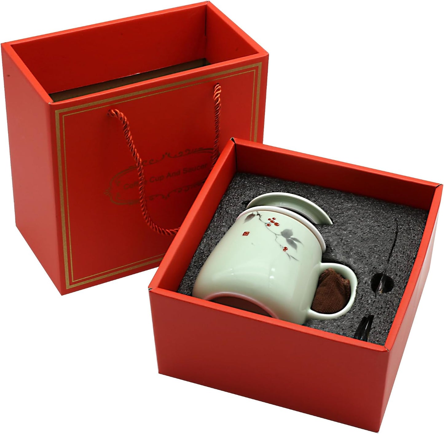 ZooBoo Porcelain Tea Mug With Infuser Lid 12oz Loose Leaf Tea Cup | Gift Box Packaging Makes This Tea Cup An Ideal Choice For Tea Lovers, Home, Office Use