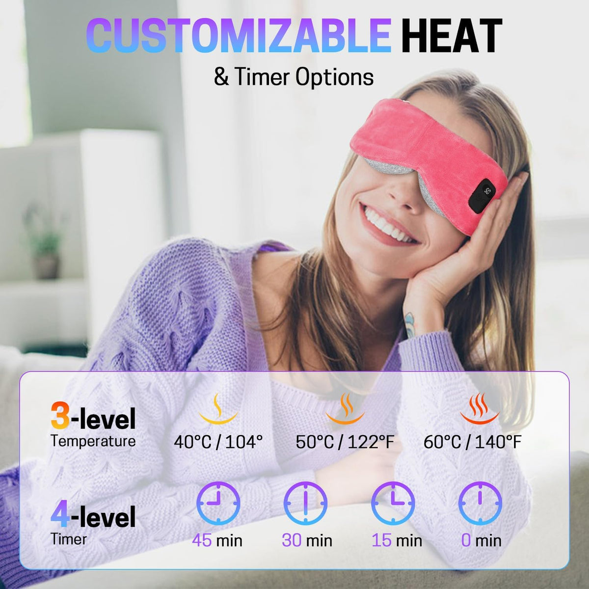 Aurya Heated Eye Mask for Dry Eyes, Cordless Warm Eye Mask, Relief Eye Irritated & Strained, Heated Mask for Blepharitis, Styes, Eye Relief, 8.85×3.35 in
