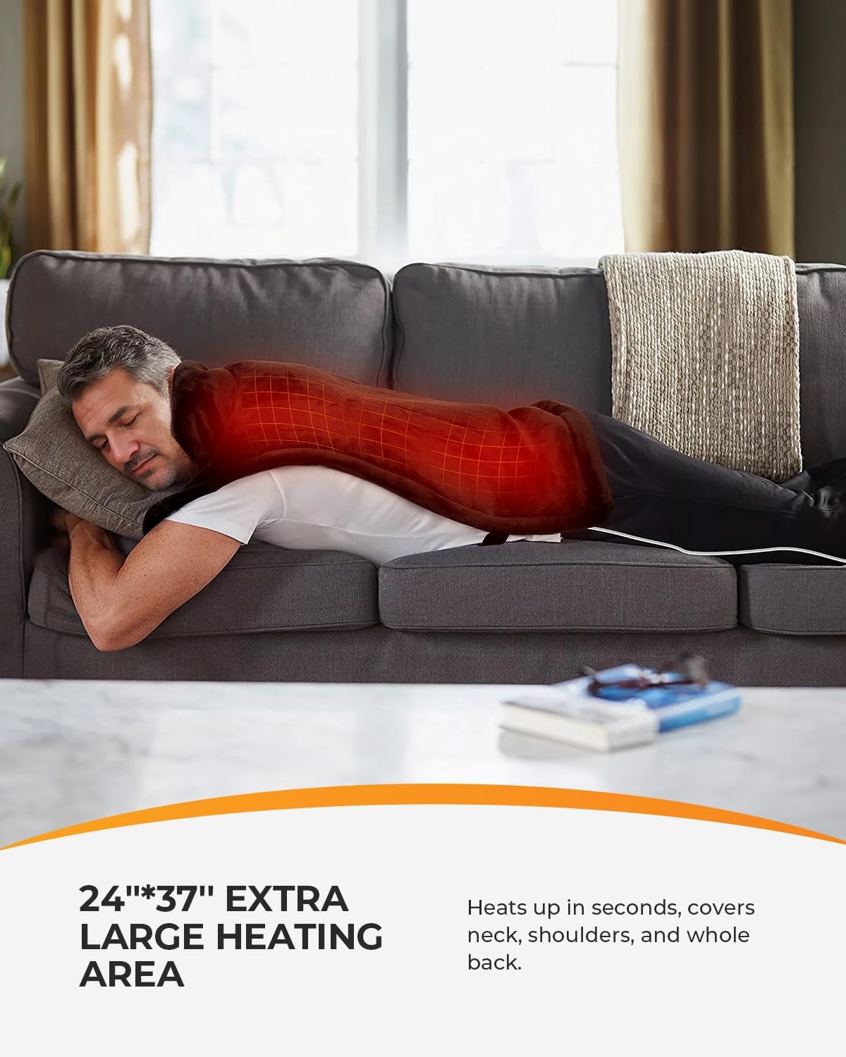 CooCoCo 24"x37" Heating Pad for Neck and Shoulders and Back Pain Relief