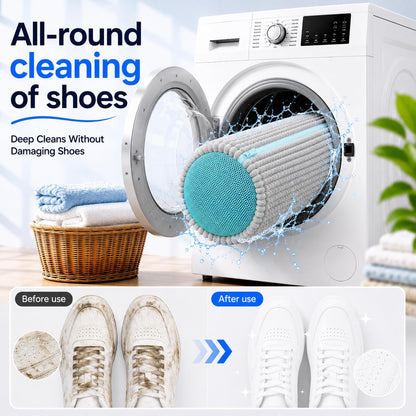 2 Pack Shoe Washing Machine Bag, Laundry Shoe Bag for Washer and Dryer, Reusable Shoe Cleaning Bag for Sneakers and All Shoes Types with Self-Locking Zipper (Yellow)