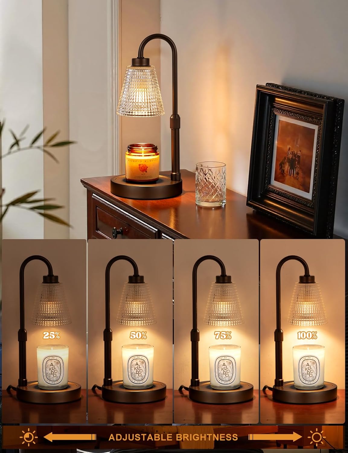 Innqoo Candle Warmer Lamp with Timer Home Decor Birthday Gifts for Women | Dimmable Candle Warmer for Jar Candles, Height Adjustable Wax Melts Warmer, House Warming Gifts New