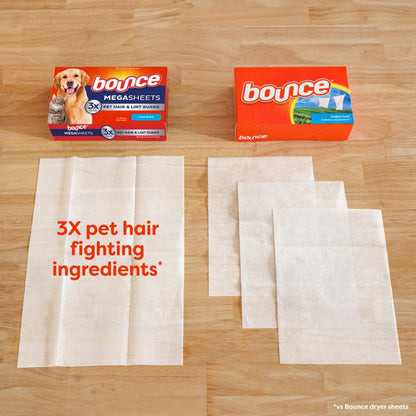 Bounce Pet Hair and Lint Guard Mega Dryer Sheets with 3X Pet Hair Fighters, Fresh Scent, 180 Count
