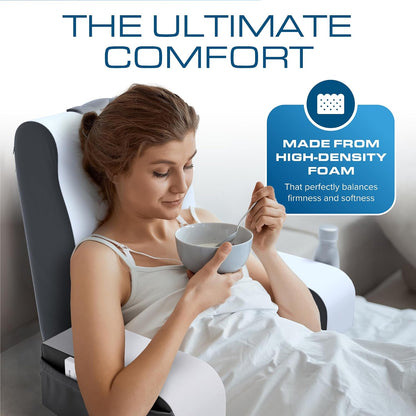 Kölbs Reading Pillow, Full Support Comfort Solid Foam, Back Cushion for Bed Sitting Up TV Book Gaming - Back Support Backrest Use on Mattress or Sofa (Grey/White, Tall)