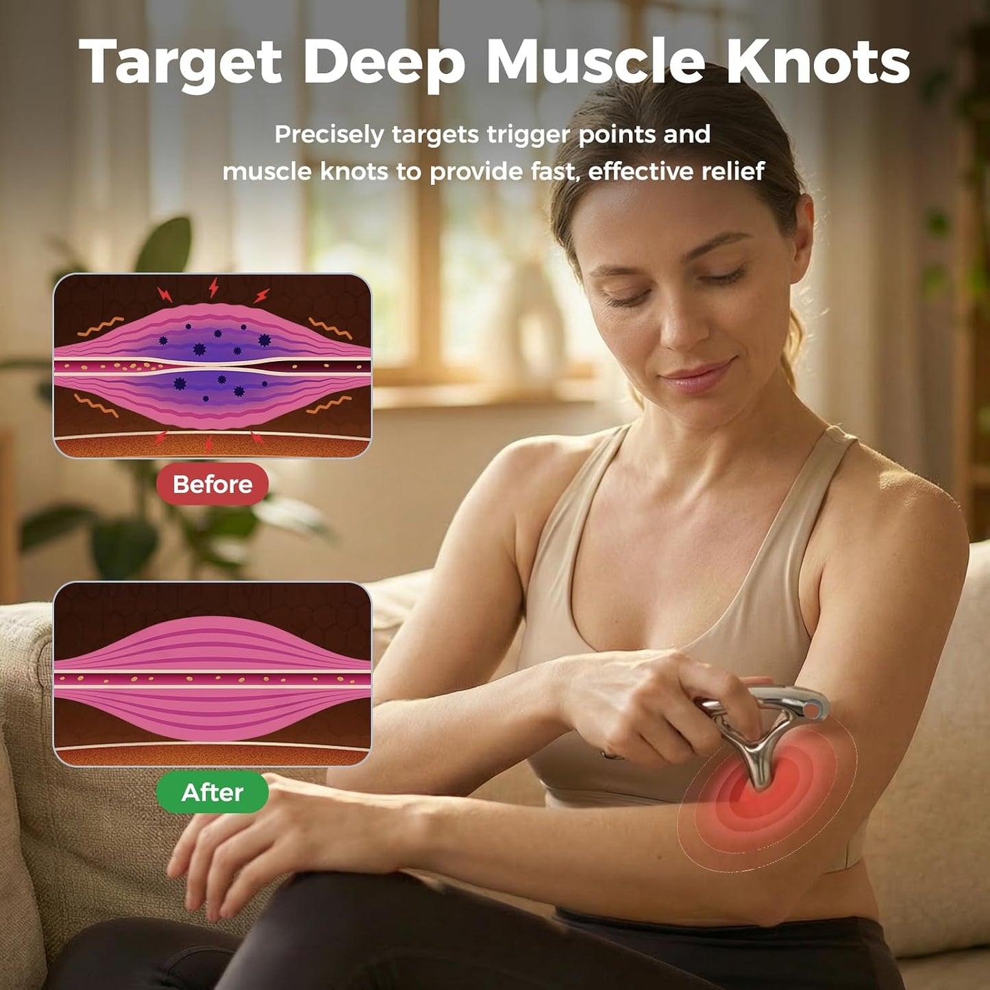 Ranarose Trigger Point Massage Tool for Deep Tissue, Muscle Pain Relief | 6 in 1 Metal Scraper Tool, Fascia Massage Tool for Body Pain & Myofascial Relief, Gua Sha, Thumb Saver & Acupressure Tool