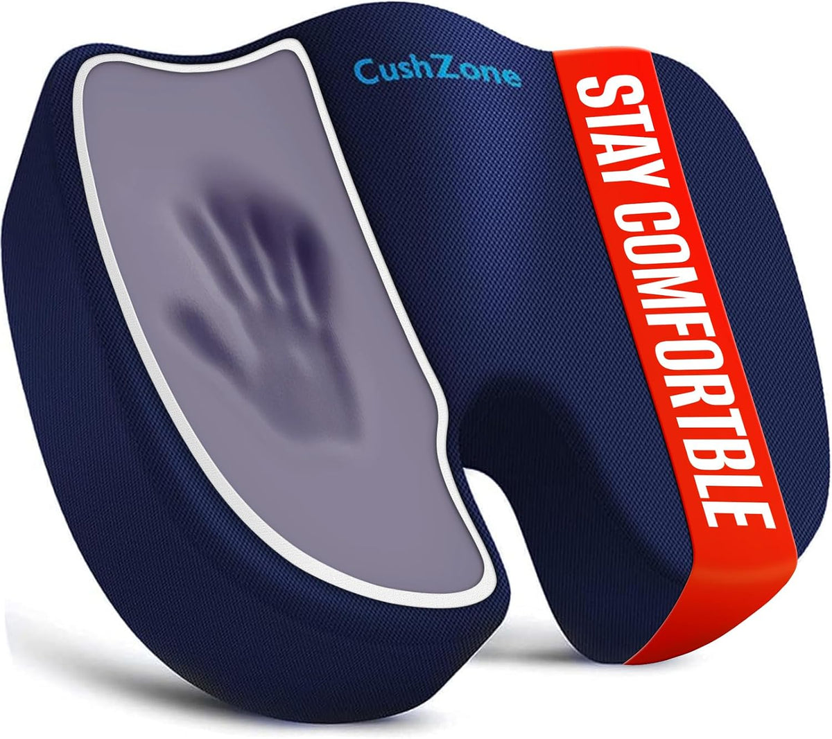 CushZone Seat Cushion Memory Foam Chair Pad for Office & Car, Black