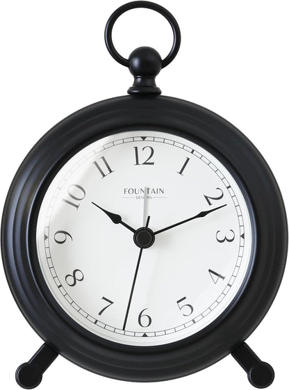5.4" Jensen Pocket Watch Analog Alarm Clock,Morning Silver | Silent Non Ticking,Durable Metal,Loud Desk & Shelf Alarm Clocks for Bedroom,Home Office, Mantel & Living Room