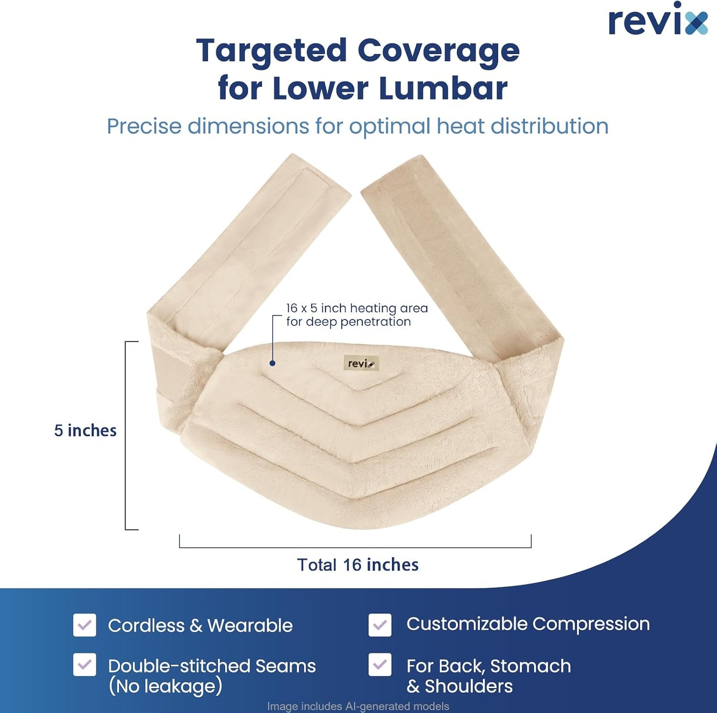 REVIX Microwave Heating Pad for Back, Wearable Moist Heat Waist Wrap, Gray | Wearable Microwave Heating Pad, Waist Wrap With Flaxseed & Clay Beads for Moist Heat Therapy and Hands-Free Use