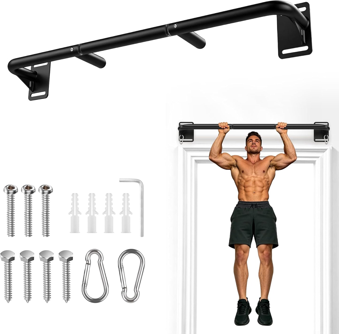 Wall Mount Pull Up Bar, Heavy Duty Alloy Steel Hanging Bar for Exercise, Multi-Functional Doorway Pull Up Bar for Home Gym Workout