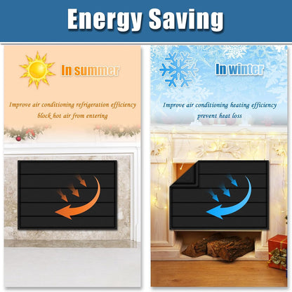 Magnetic Fireplace Cover 39"x32" Fireplace Draft Stopper Blocker Indoor | Fire Place Cover with Built-in 12 Strong Magnet for Iron Fireplace Frame Fireplace Screen
