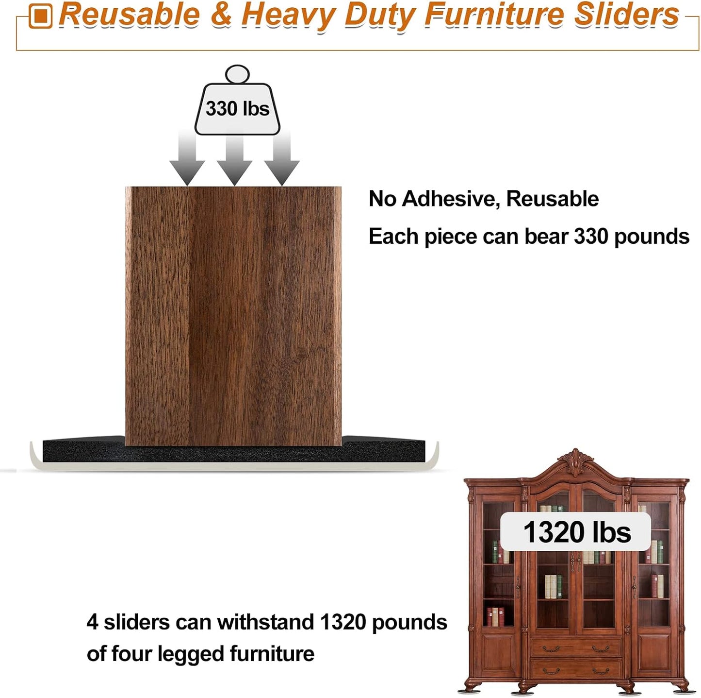 Furniture Sliders for Carpet 16 PCS - 3 1/2" | Heavy Duty Furniture Movers Sliders, Reusable Moving Pads, Easily and Safely Move Any Item, Floor Protection