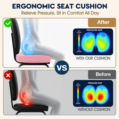 TushGuard Office/ Car Seat Cushion, Non-Slip Sciatica & Back Coccyx Tailbone Pain Relief Chair Pad, Memory Foam Butt Pillow for Computer Desk, Wheelchair, Driving (Black)