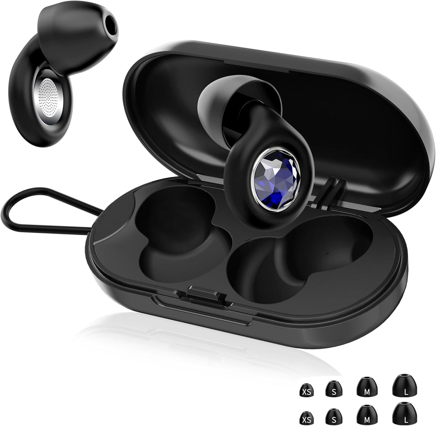 Ear Plugs for Sleeping Noise Cancelling Reusable Silicon Ear Plugs for Noise Reduction & Snoring, Concerts, Sider Sleepers Airplane Earplugs with 8 Ear Tips and Small Box Silicone Earplugs (Black)