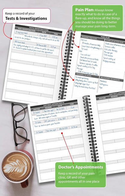 OptiLiving Publishing Chronic Pain Journal For Women – Track and Manage Your Pain by Identifying & Eliminating Triggers | A5 Spiral Bound