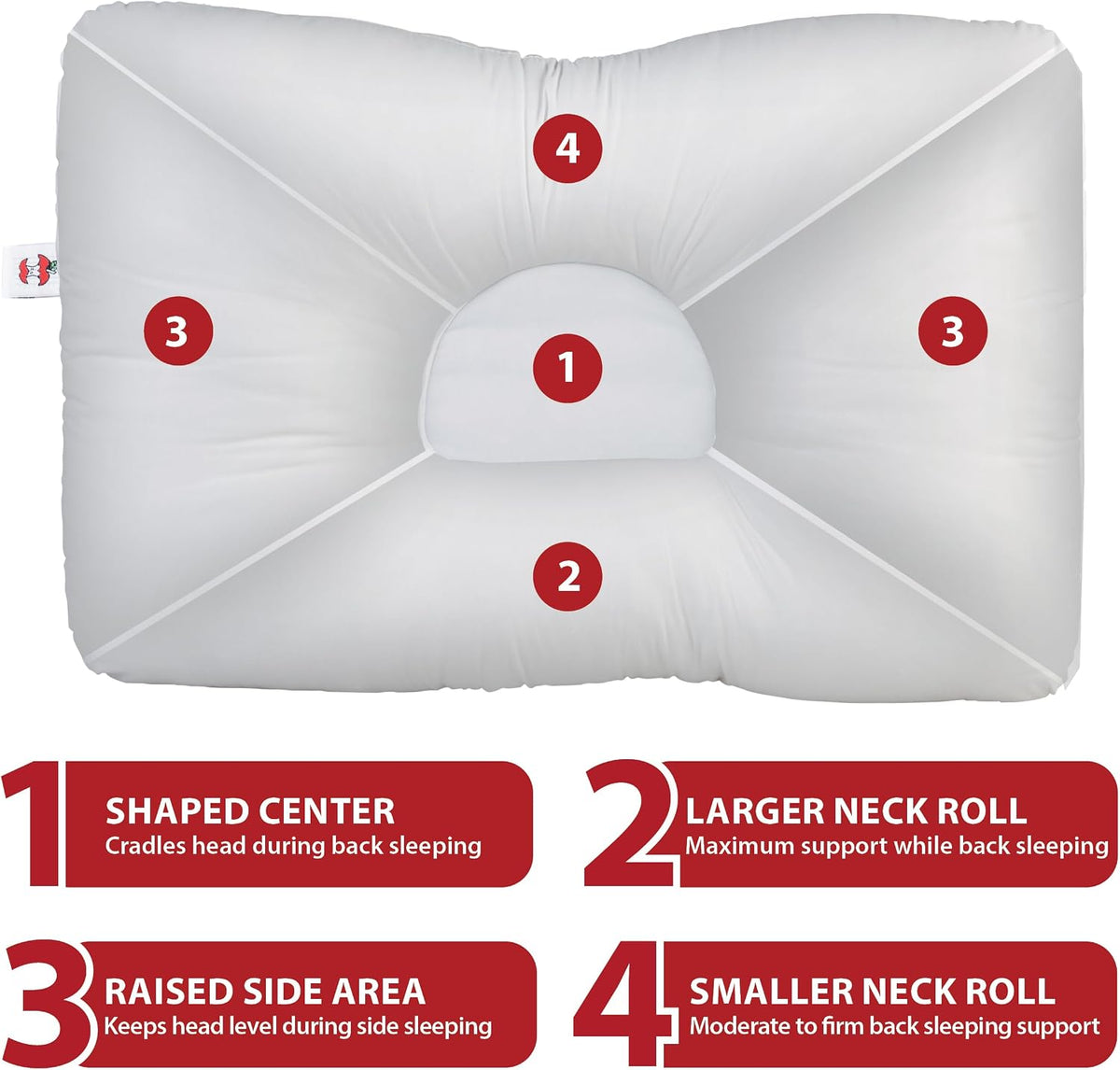 Ergonomic Cervical Pillow for Neck Pain Relief Back & Side Sleepers MID WH