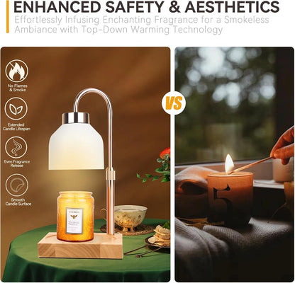 Candle Warmer Lamp with 3 Bulbs, Adjustable Height Dimmable Candle Warmer with Timer, Candle Lamp with Charming Gift Box Ribbon,Birthday Gifts for Women Mom, House Warming Gifts New Home Decor