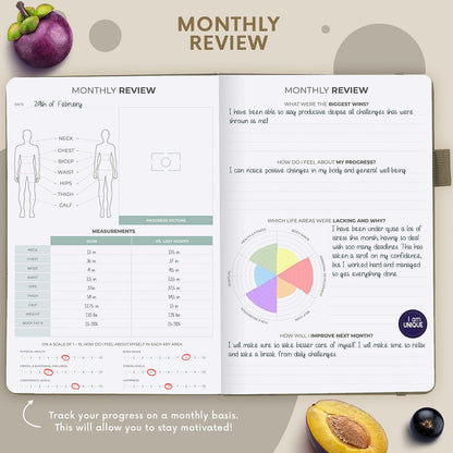 Clever Fox Wellness Planner & Food Journal for Weight Loss, A5 Orange | 5.8"x8.3" nutrition & exercise tracker for women tracking meals, diet & symptom diary, calorie counter notebook, stickers