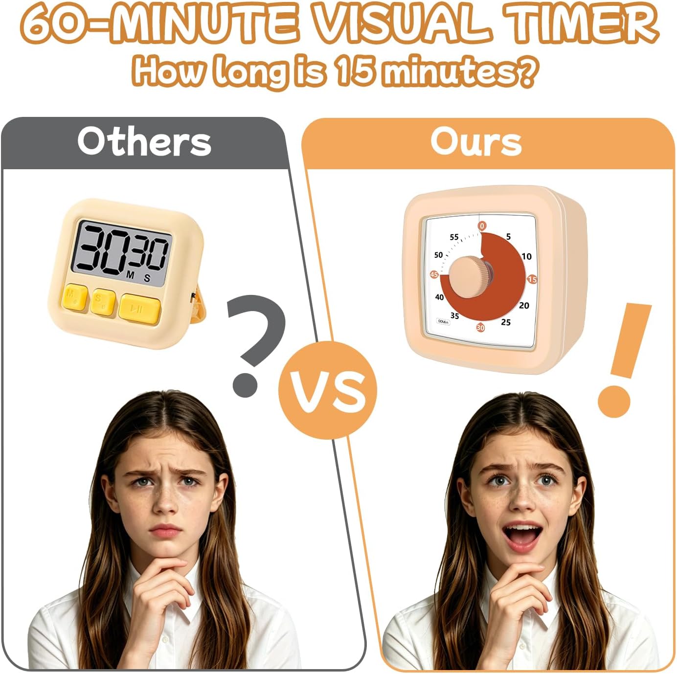 Visual Timer 60 Minute Timer Silent Countdown Clock – No Ticking, Gentle Ring with Mute Option, Timers for Kids Homework Classroom Management Kitchen Pasta, Adult Pomodoro & Deep Work, Purple