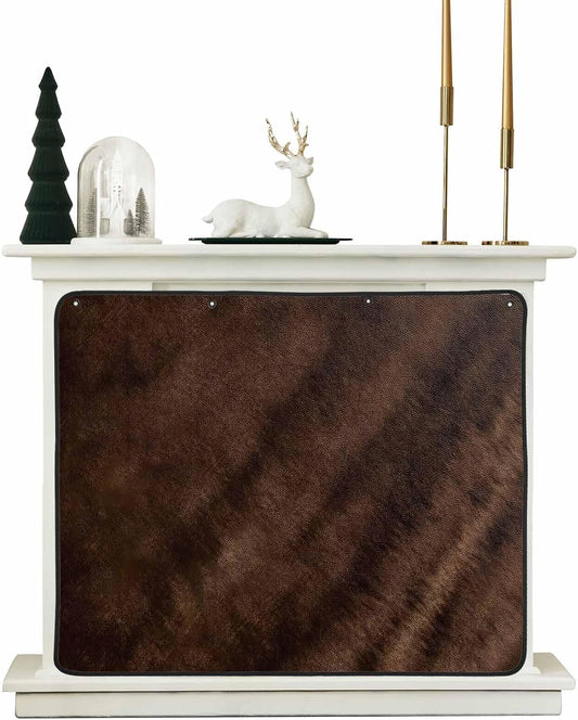 Rustic Wood Magnetic Fireplace Cover, Fireplace Draft Blocker, Brown Wooden Planks Farmhouse Vintage Fireplaces Blanket for Heat Loss/Cold Air, Fireplaces Draft Stopper Cover for Inside 39"x32"