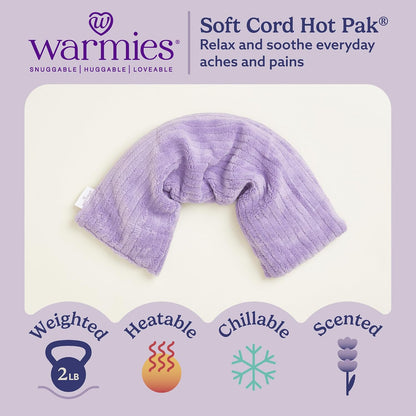 warmies Hot-Pak Microwavable Neck Wrap - Soothing Warm Compress with Scented Lavender - Cooling Neck Warmer for Relaxation - Microwave Heating Pad for Aches & Pains - Gray, Soft Cord, Pack of 1