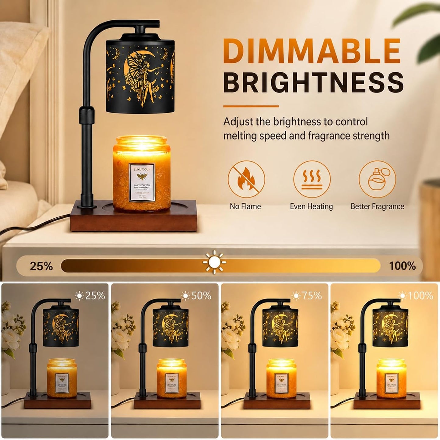 Candle Warmer Lamp Adjustable Height Dimmable for Jar Candles Hummingbird