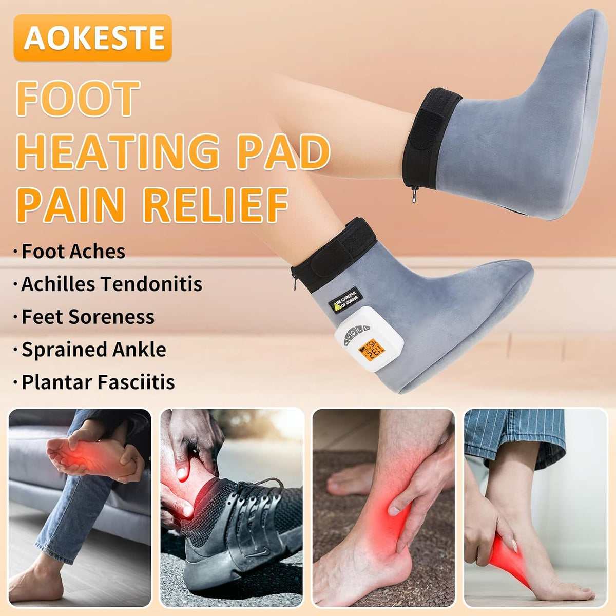 Feet Warmers, 5000mAh Rechargeable Foot &Ankle Heating Pad for Circulation