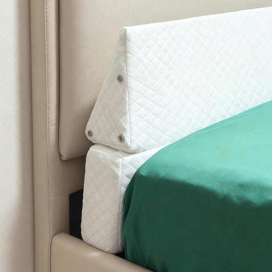 JZHLLA Foldable Pillow Wedge for Headboard Gap 76x6x6in White Cotton Bed Gap Filler with Snap-on Storage Bags Adjustable Pillow Wedge for Headboard Gap