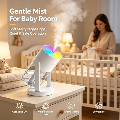 UEISODC bedroom humidifier, desktop USB humidifier, car air freshener, relieves tight skin, cough, nasal congestion, allergies and dry air，With automatic shutdown, silent operation
