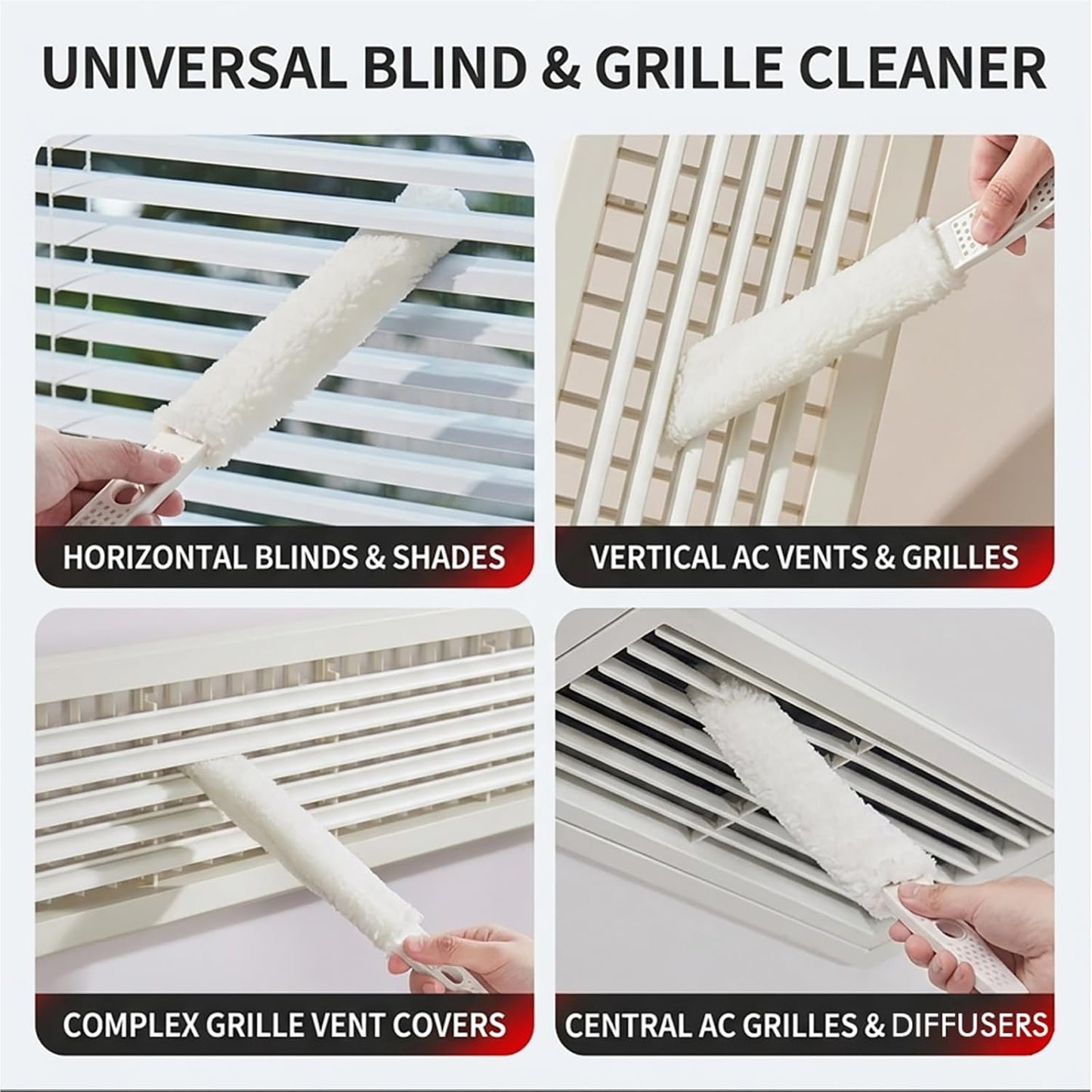 Home Detail Cleaning Kit, Crevice Cleaning Brush, 5-in-1 Detail Duster, Replacement Pads, Microfiber Sleeves and Storage Bag for Window Tracks, Air Vents, Kitchen and Bathroom