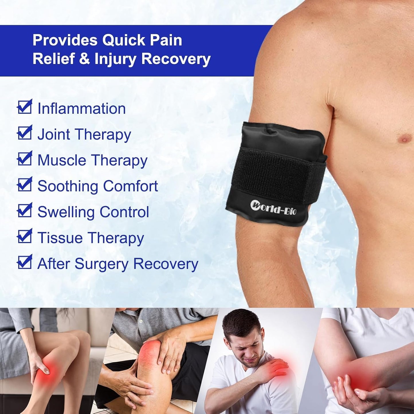 Gel Soft Flexible Ice Packs for Injuries, Reusable Cold Pack, Hot Cold Compress for Joint&Muscle Pain, Surgery Recovery, Inflammation, Swelling, Face, Head, Wrist, Ankle&Foot Injury, 4 Pack-5.1"x6.3"