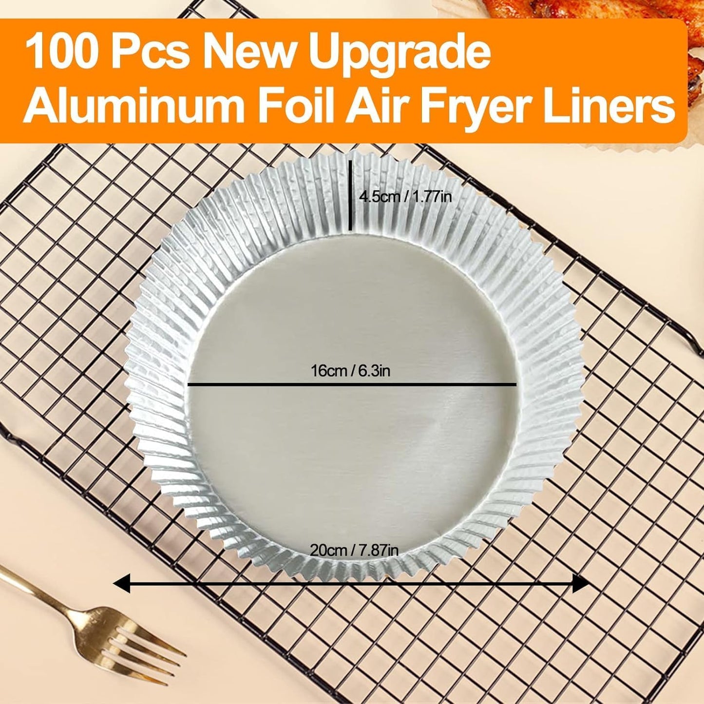 Air Fryer Liners, 100Pcs Aluminum Foil Air Fryer Disposable Paper Liner | 6.3” Square Non-stick Sheets, Food Grade Aluminum Foil for Baking, Frying, Grilling, Roasting Microwave