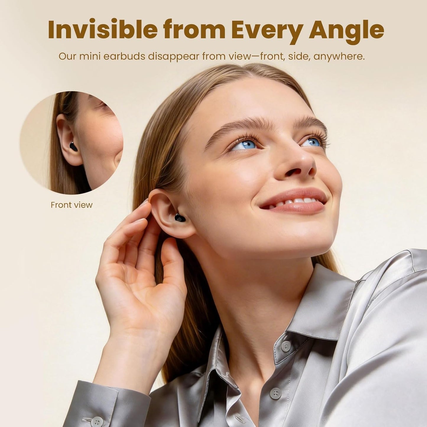 Invisible Mini Sleep Earbuds Ear Buds for Side Sleepers Sleeping, Small Ears Canals Women Wireless Bluetooth Low Profile Smallest Disgused Tiny Micro Discreet Hidden Earbuds Headphones for Work