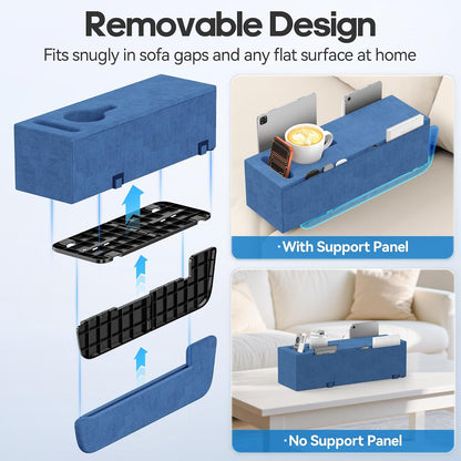 Removable Sofa Armrest Couch Caddy with Cup Holder Insert Between Cushions | Sofa Accessories Storage, Couch Armrest Pillow Table with Drink Holder