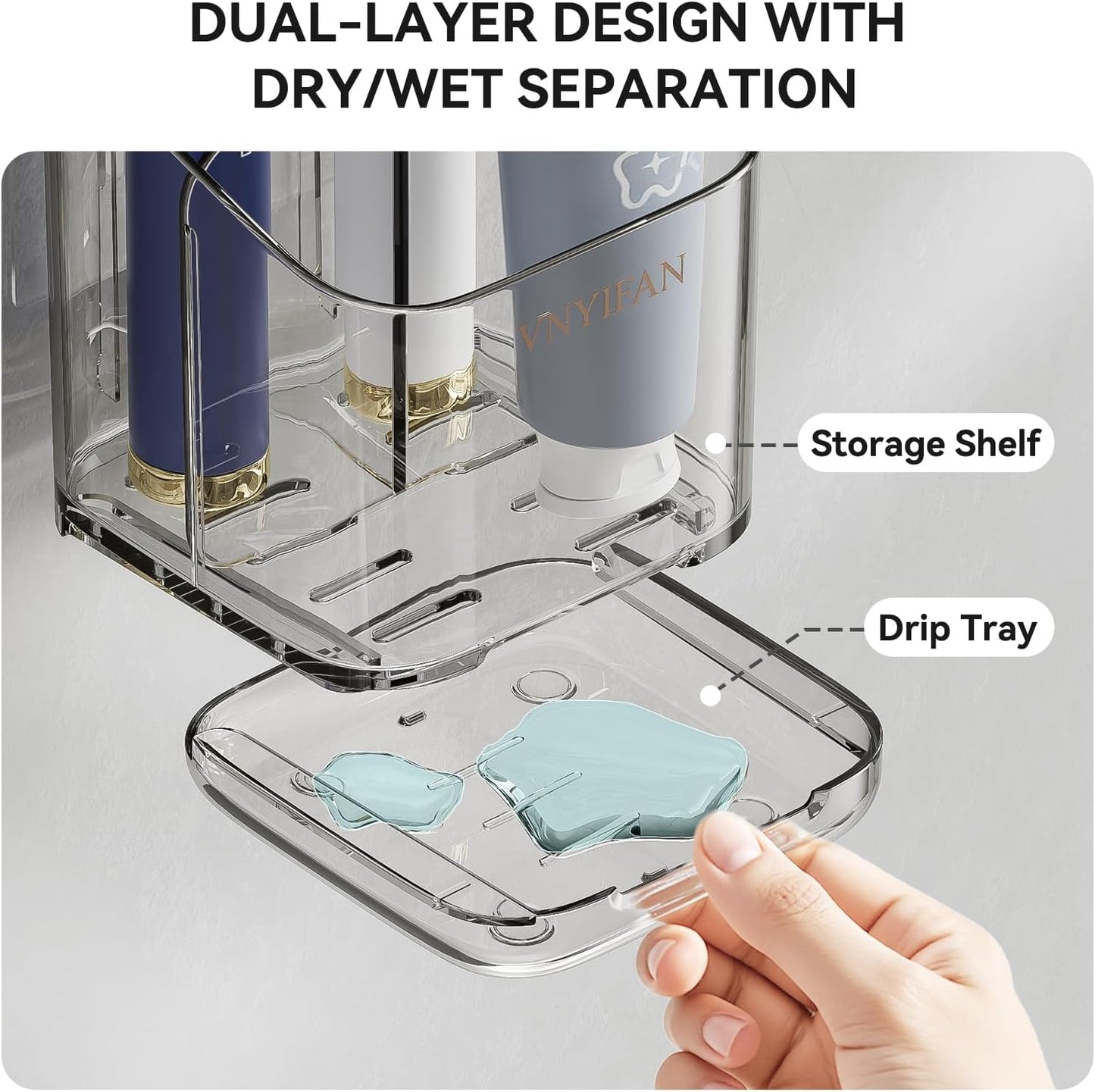 3 Slots Detachable Toothbrush Holders Wall Mounted for Bathrooms | Electric Toothbrush Holder with Drip Tray, Tooth Brush and Toothpaste Holder Organizer for Bathroom Countertop Organizer