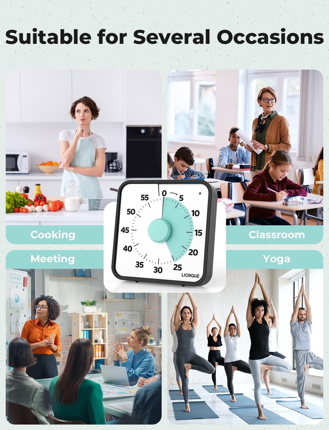 LIORQUE 7.5-Inch Large Visual Timer, 60-Minute Classroom Timer Magnetic