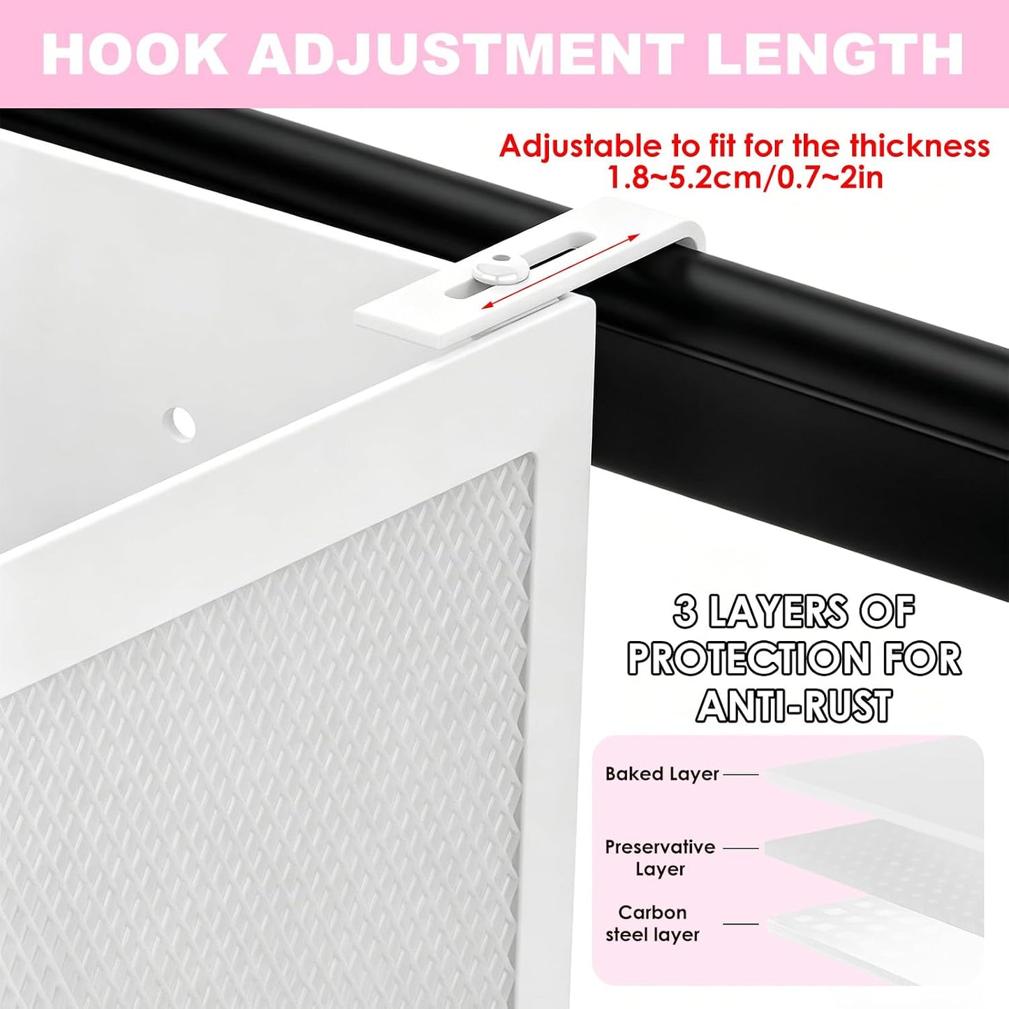 Bedside Caddy Shelf for Bunk Bed - Large Capacity Bed Caddy Organizer with Hooks for Office Cubicle Walls, Dorm Room Essentials, White, 14x5x4 Inch