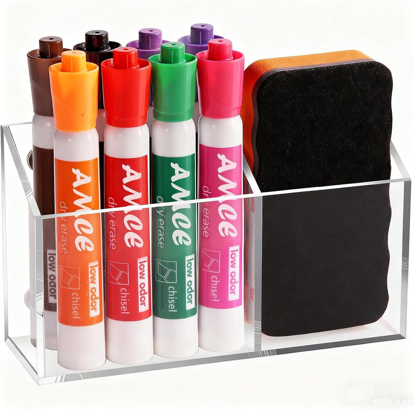 Ameceres Magnetic Acrylic Pencil Holder Clear Pen Holder for Fridge Locker | Whiteboard Accessories, Dry Erase Holder, Marker Organizer, Locker Organizer, Desk Pen Holder, For Office Home Classroom
