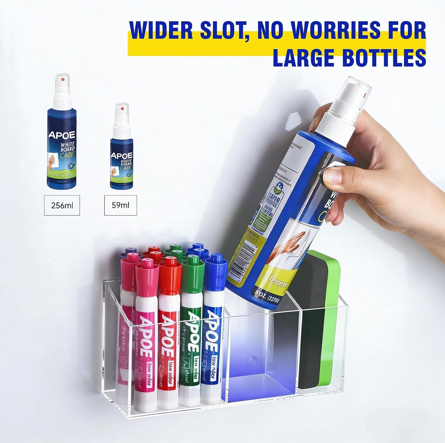 Magnetic Marker Holder for Whiteboard, Fridge, Teacher Must Have | Acrylic Magnet Dry Erase Pen Holder for Refrigeator, Anti-slip Pencil Holder for Classroom, Locker Organizer Accessories