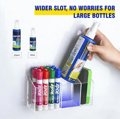 Magnetic Marker Holder for Whiteboard, Fridge, Teacher Must Have | Acrylic Magnet Dry Erase Pen Holder for Refrigeator, Anti-slip Pencil Holder for Classroom, Locker Organizer Accessories