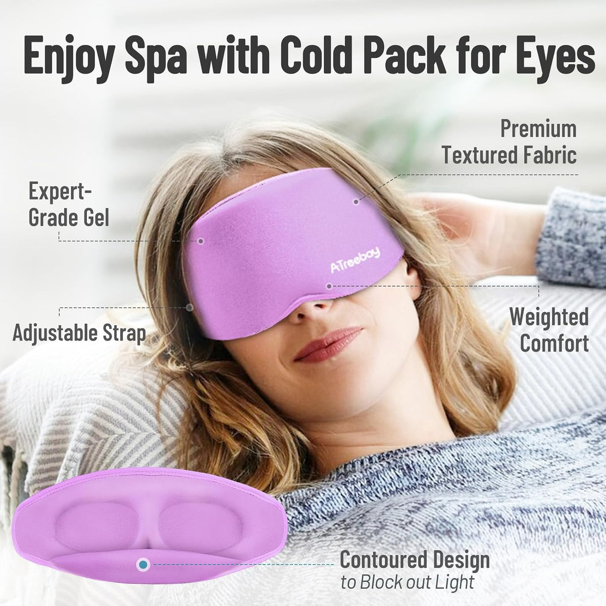 Cooling Eye Mask, Cold Eye Mask for Puffiness, Reusable Ice Eye Masks for Dark Circles And Puffy Eyes, Relieve Your Migraines and Headaches with Gel Eye Masks Therapy, Long-Lasting Comfort, Light Blue