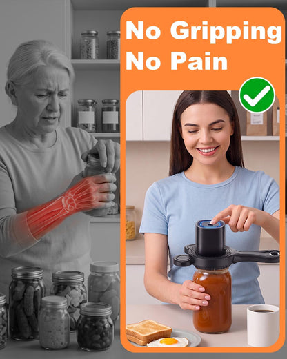Electric Jar Opener with Non-Slip Grip for Seniors with Arthritis | 2-in-1 Automatic Jar & Bottle Opener Rechargeable, Easy Twist Off Lid Opener for Beer, Jar, Fits 1''-3.5'' Cap