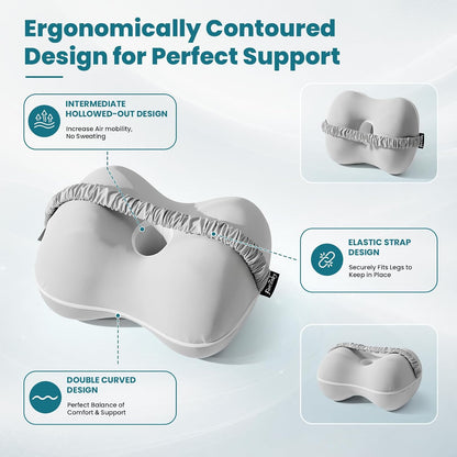 Knee Pillow for Side Sleepers - Smooth Spine Alignment Pillow, Memory Foam Knee Pillows for Back Hip Pain, Spine Aligning, Sciatica, Surgery Recovery, Pregnancy