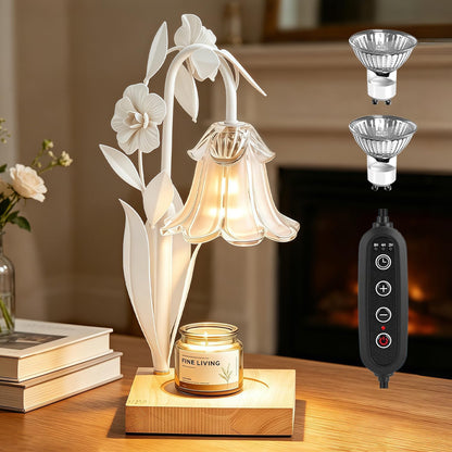 Candle Warmer Lamp with Timer Dimmer, Adjustable Height Flower Candle Lamp Warmer, House Warming Gifts New Home Decor, Mothers Day Birthday Gifts for Women Mom Sister, Wax Melt Warmer for Jar Candles