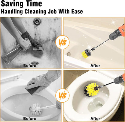 8 Pcs Drill Brush Attachment Set - Power Scrub Brush Kit | Brush Drill with Extend Long Attachmen - All Purpose Household Cleaning Brushes for Car, Grout, Floor, Tub, Bathroom