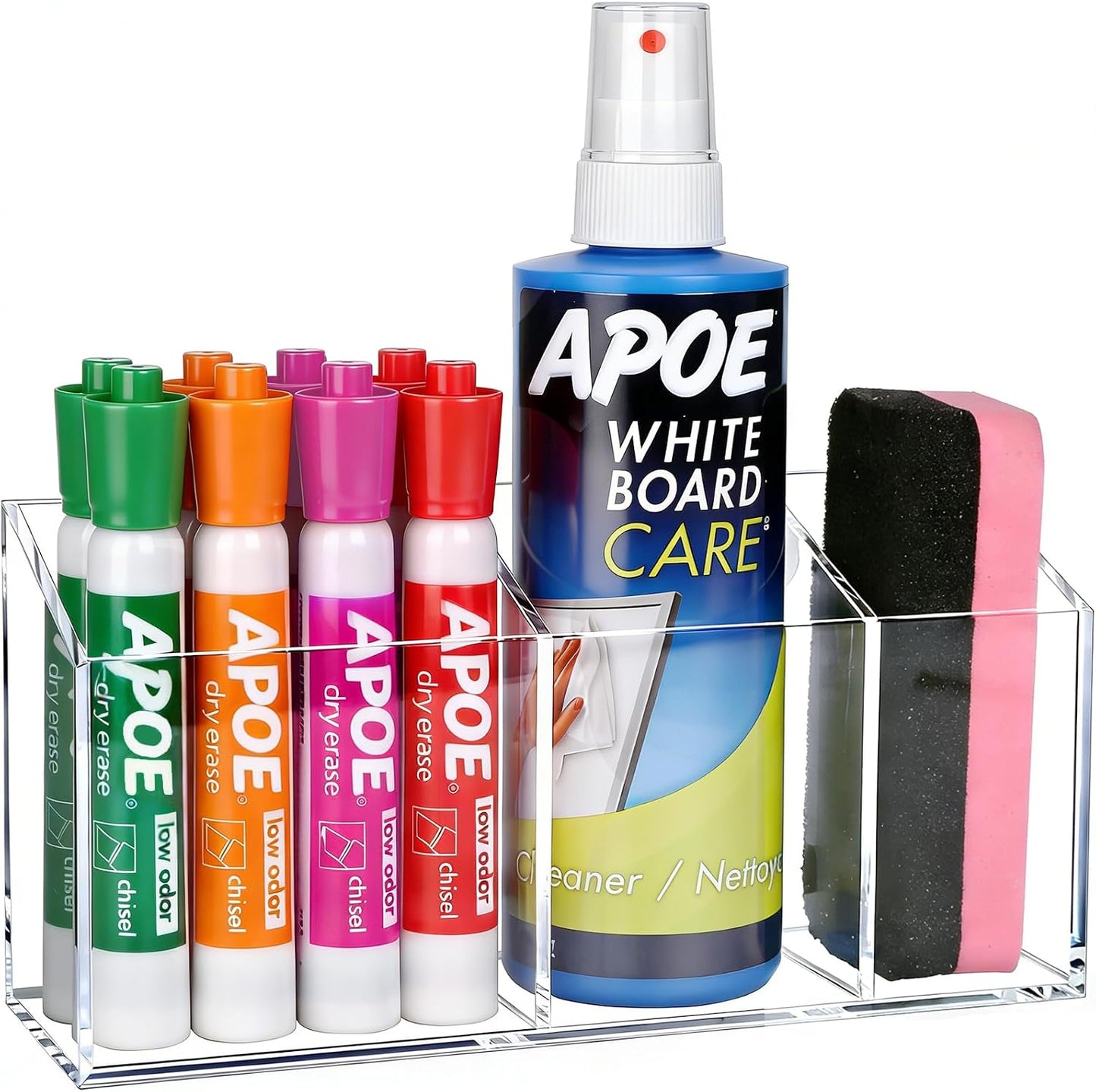 Magnetic Marker Holder for Whiteboard, Fridge, Teacher Must Have | Acrylic Magnet Dry Erase Pen Holder for Refrigeator, Anti-slip Pencil Holder for Classroom, Locker Organizer Accessories