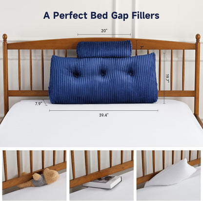 Z-hom Headboard Pillow, Wedge Backrest Cushion, Queen Size,NO Roll Pillow | Grey Triangular Backrest Cushion Equipped,NO Roll Pillow,Ideal for Reading,Sitting Up in Bed&Filling Headboard Gaps