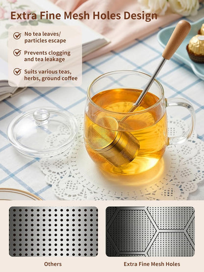 Tea Infuser for Loose Leaf Tea, Tea Scoop Infuser Fine Mesh Tea Strainers | 2-in-1 Tea Scoop & Tea Filter with Long Handle, Extra Fine Mesh Loose Leaf Tea Steeper, Tea Ball for Cup, Mug, Teapot, Kettle
